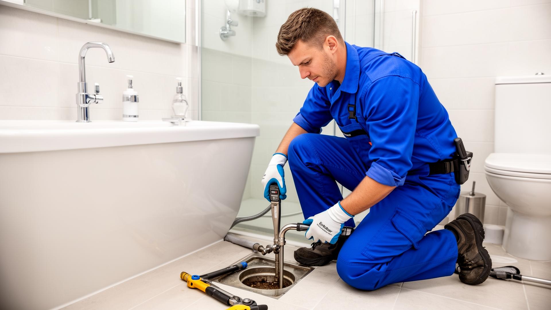 Profissional realizando desentupimento